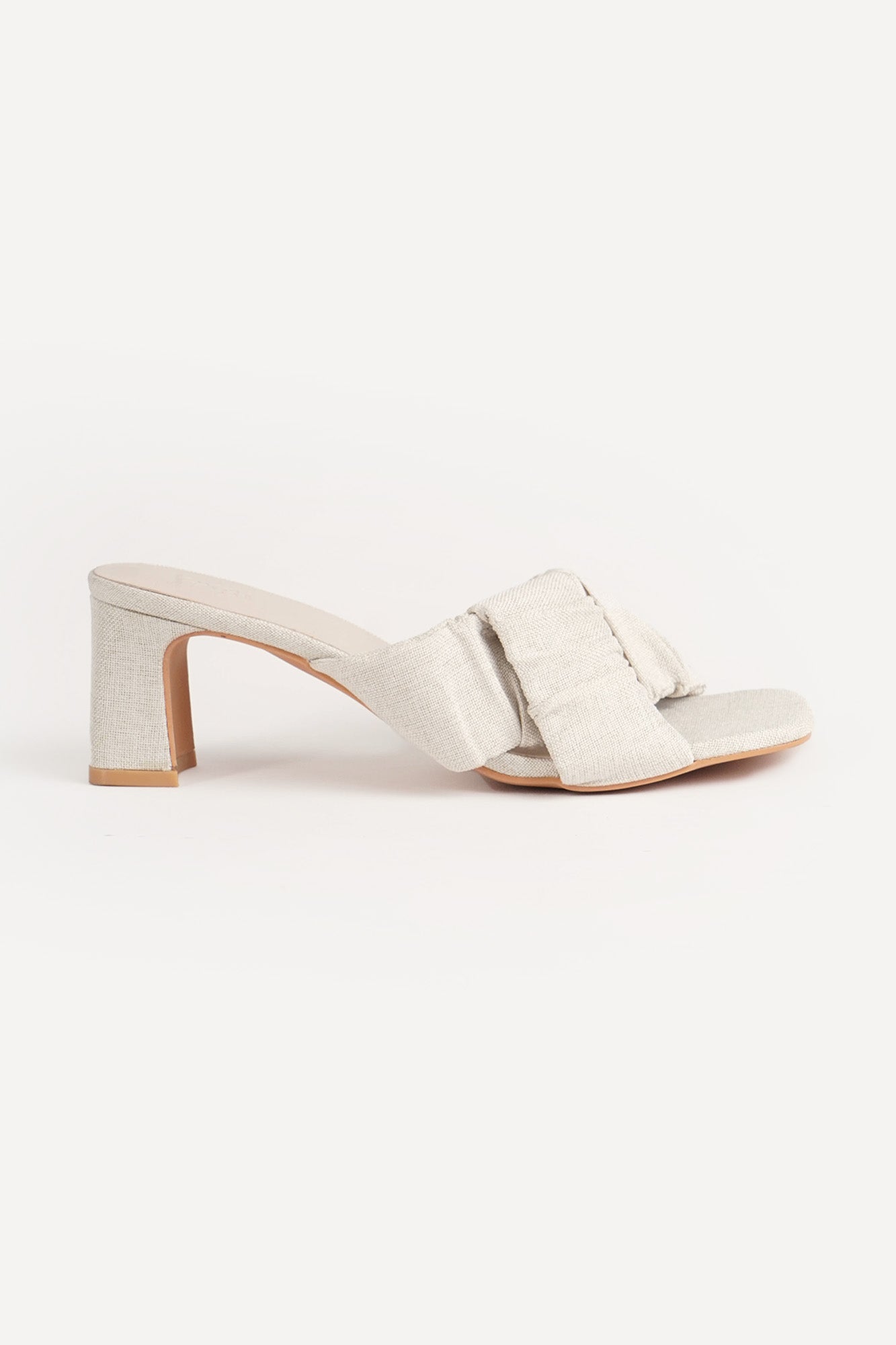 Ladies' Linen Ruched Strap Heels