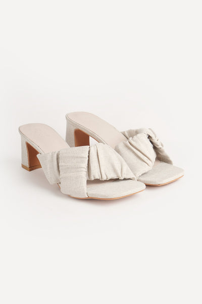 Ladies' Linen Ruched Strap Heels