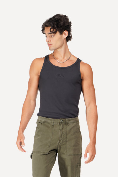 Logo Ribbed Tank Top