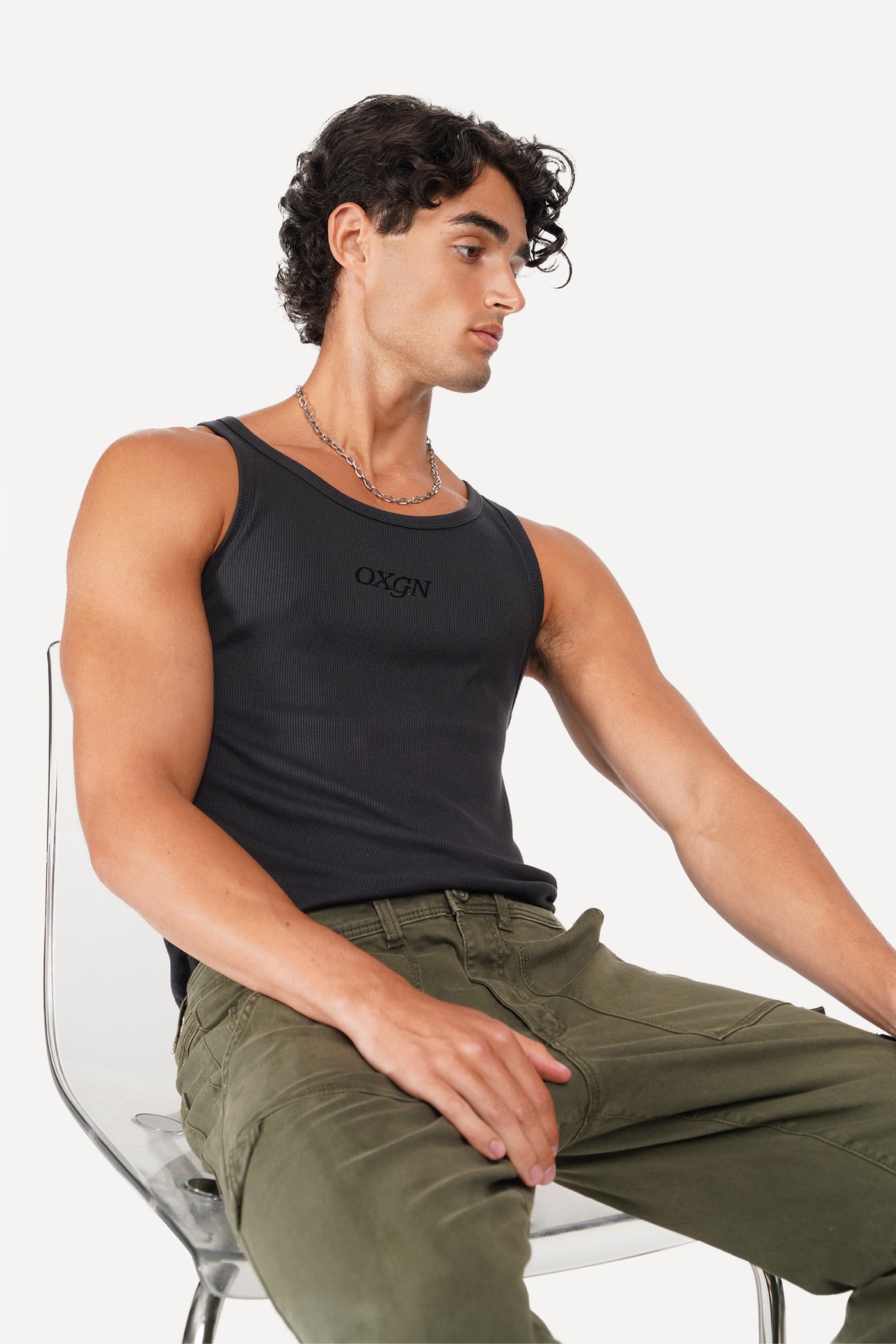 Logo Ribbed Tank Top