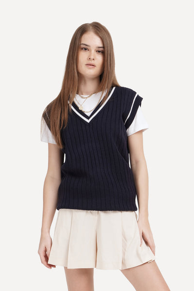 Contrast Collar Knitted Vest (NCT 4)